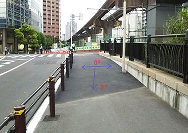芝浦夕凪橋のたもとの歩道の安全対策が実現しました。