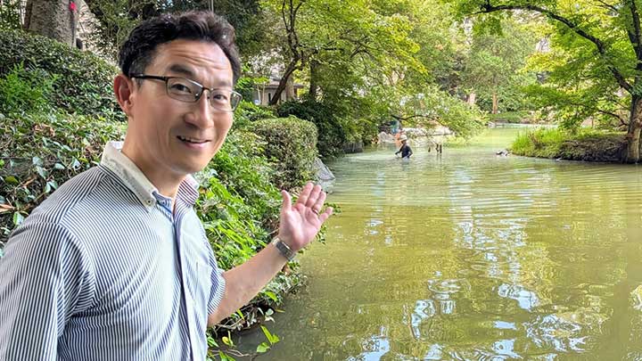 有栖川宮記念公園池の実証実験に