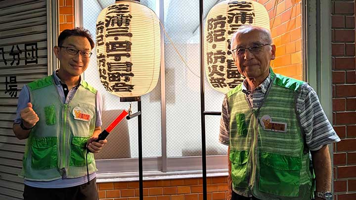 台風後の巡回と青色防犯パトロールに